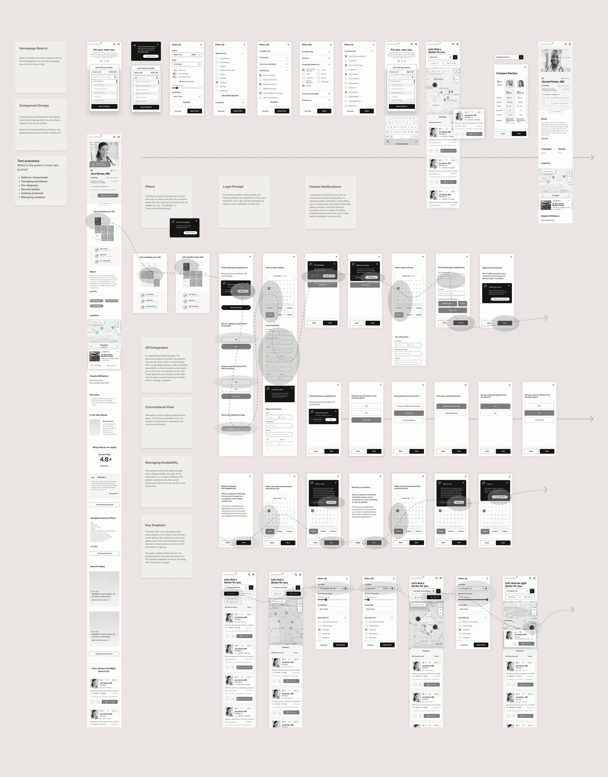 Mobile search flow for finding a doctor
