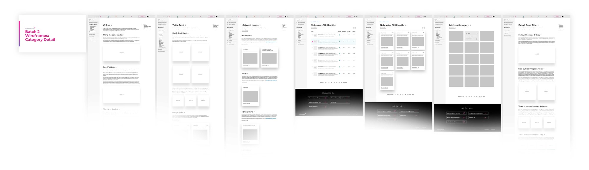 Brand Center wireframes