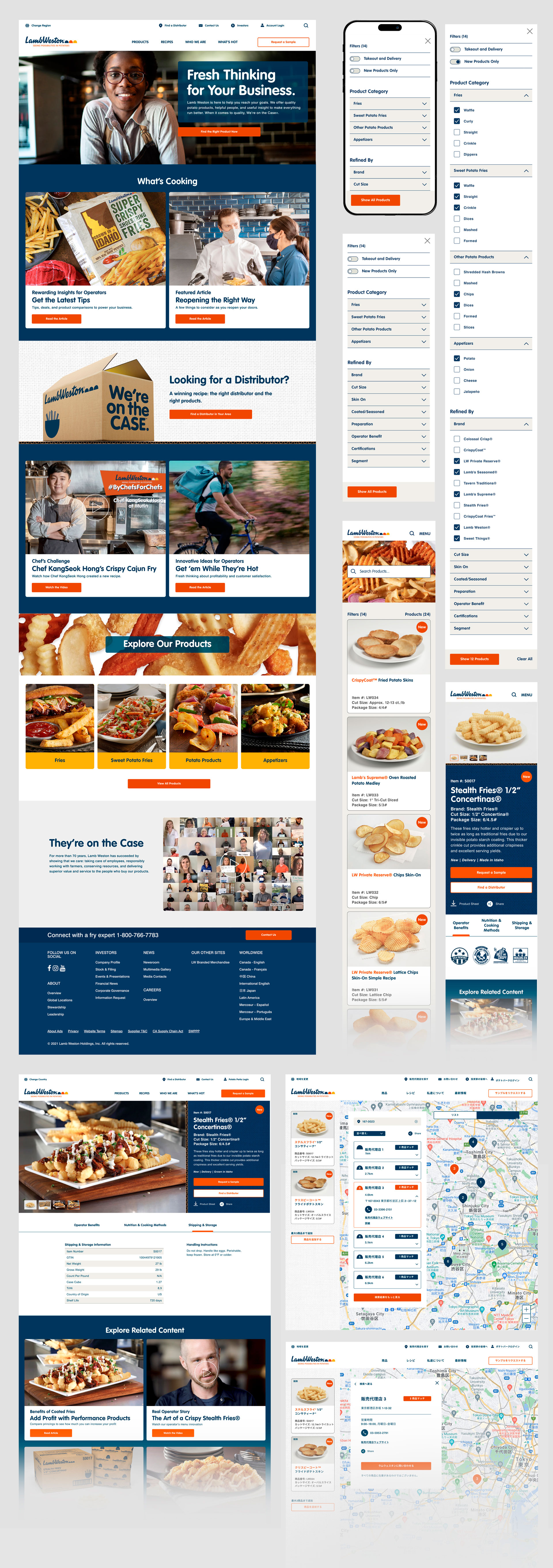 Homepage, product detail, foreign language search