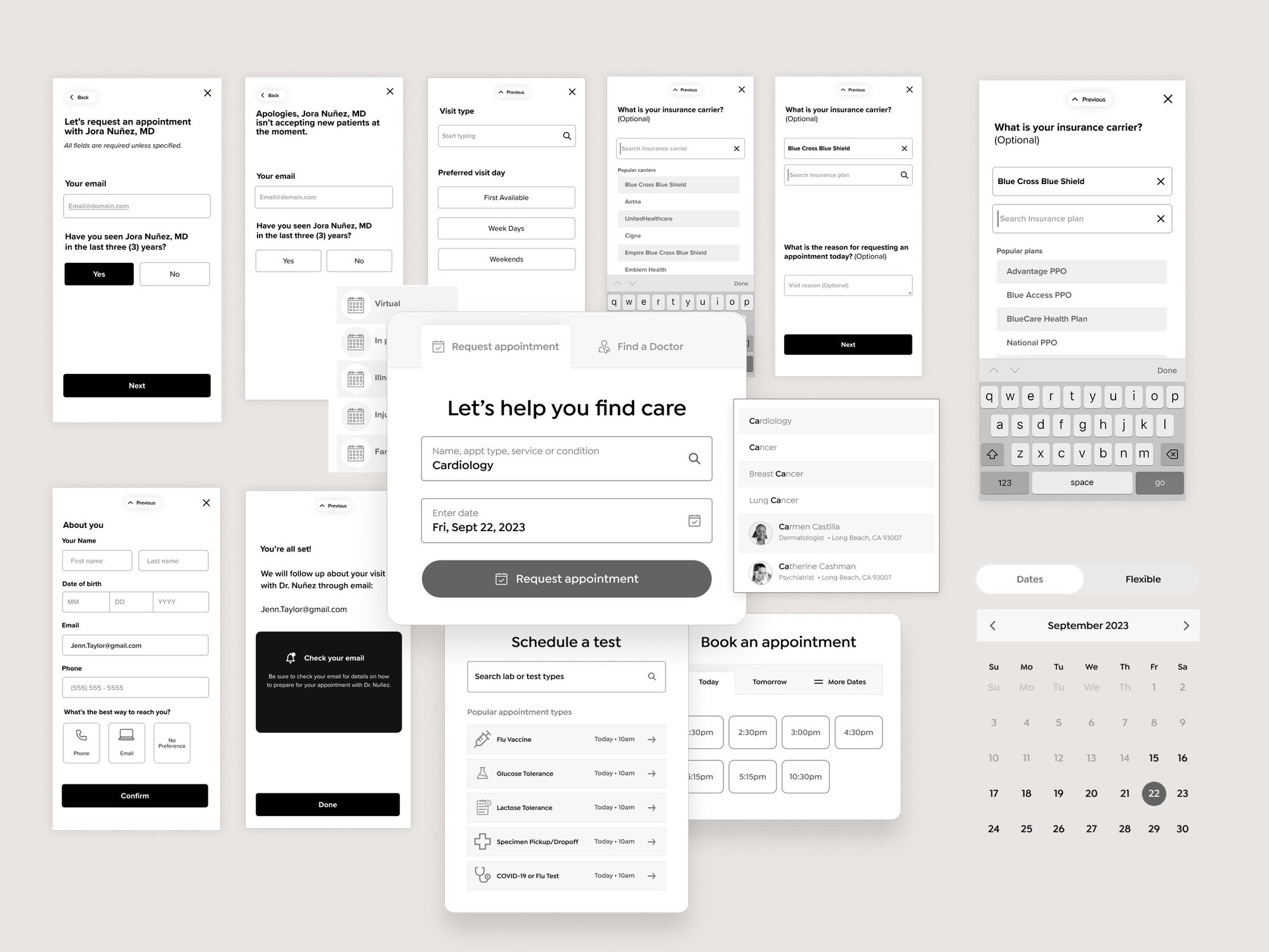Medium-fidelity wireframes