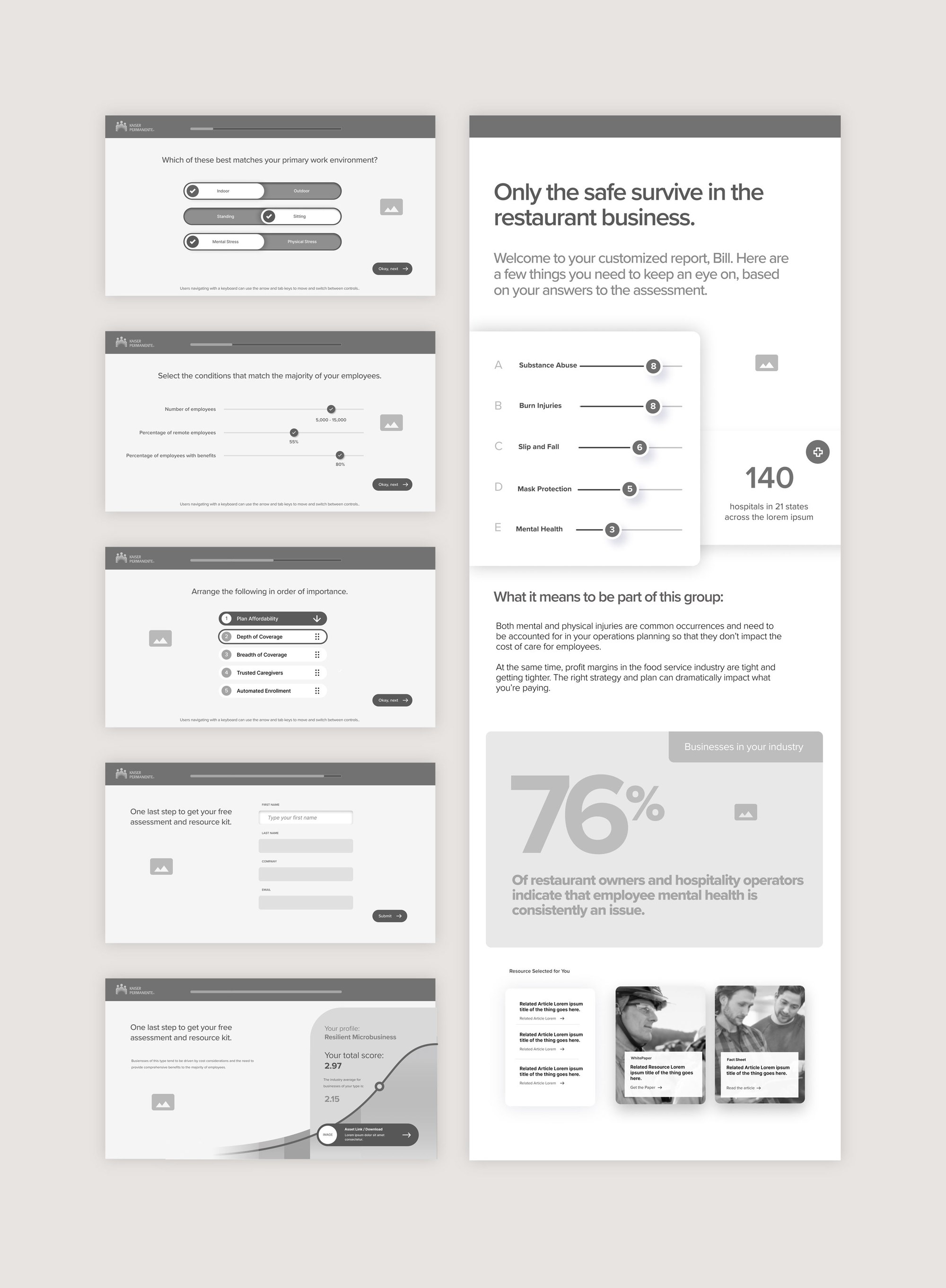 Low-fidelity wireframes for gamification