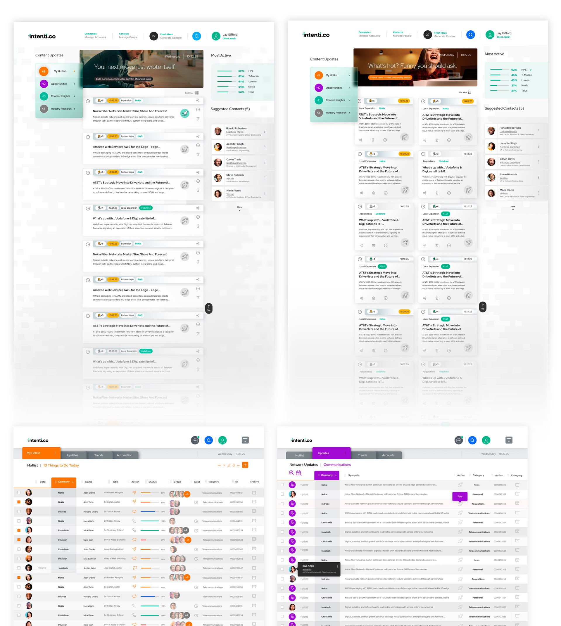 Card flow and table view