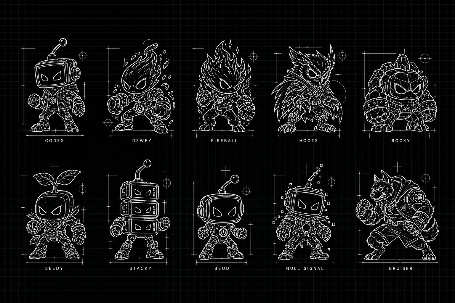 LINE-ART CONCEPT SHEET: CLIENT CHARACTERS